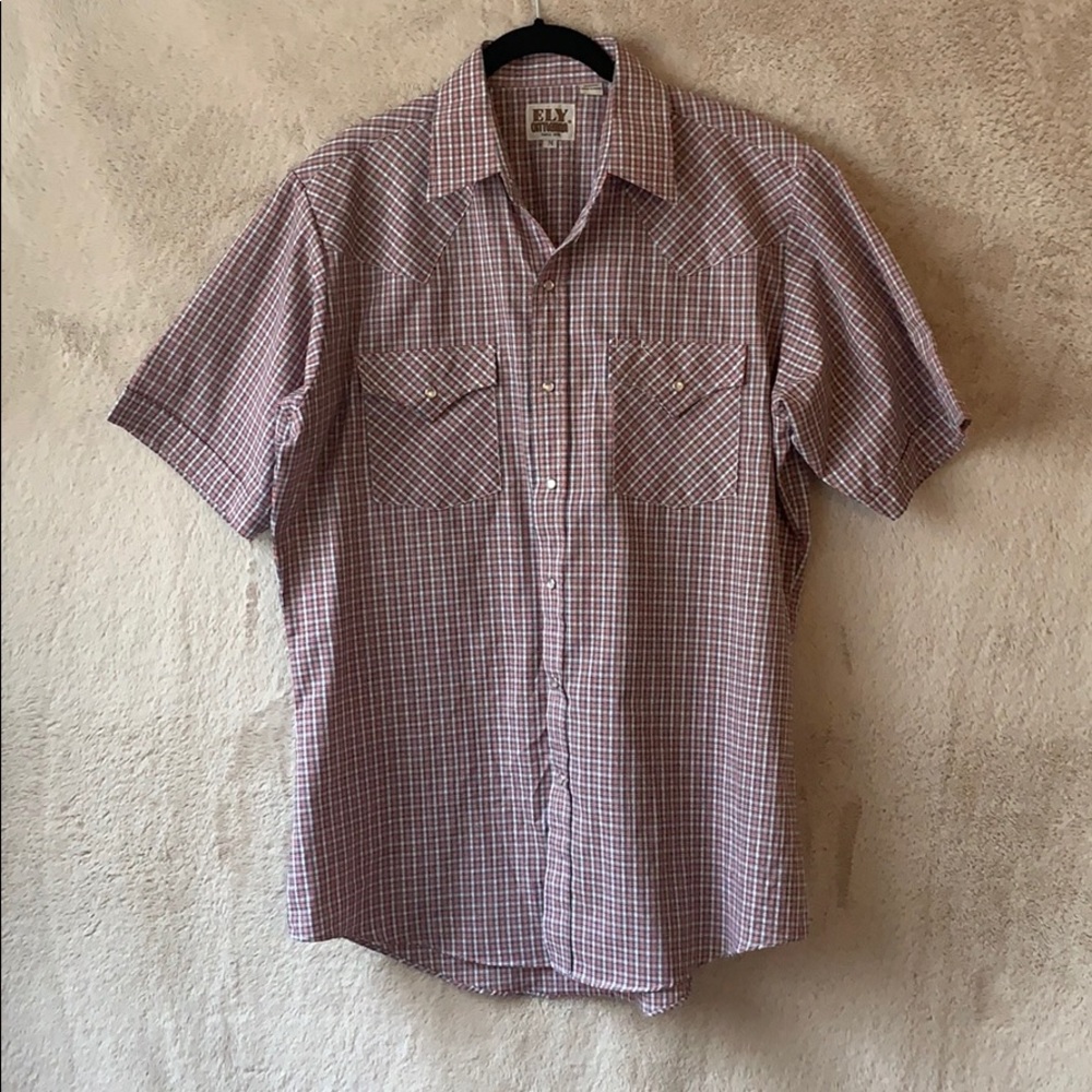 Plaid Button Up Short Sleeve T - Mens - Medium